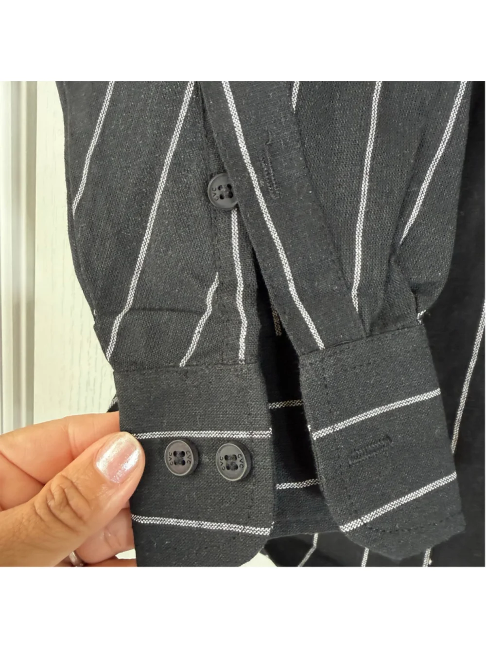 Women's All Is Same Button Down Shirt XL Black White Patterned